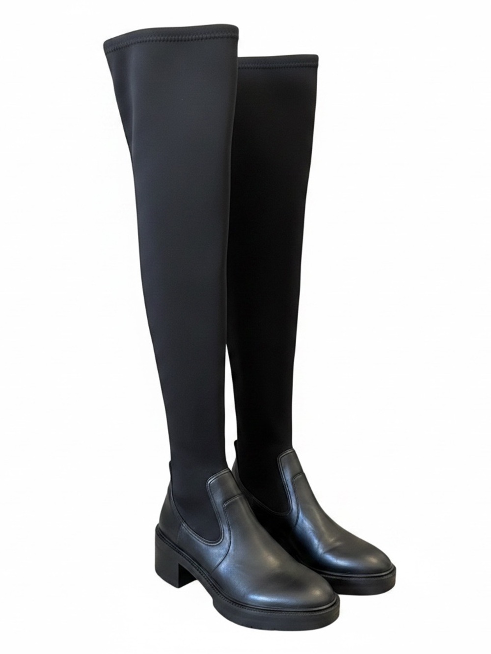 ZARA long black socks fitted stretchy Boots women’s 37 pre owned